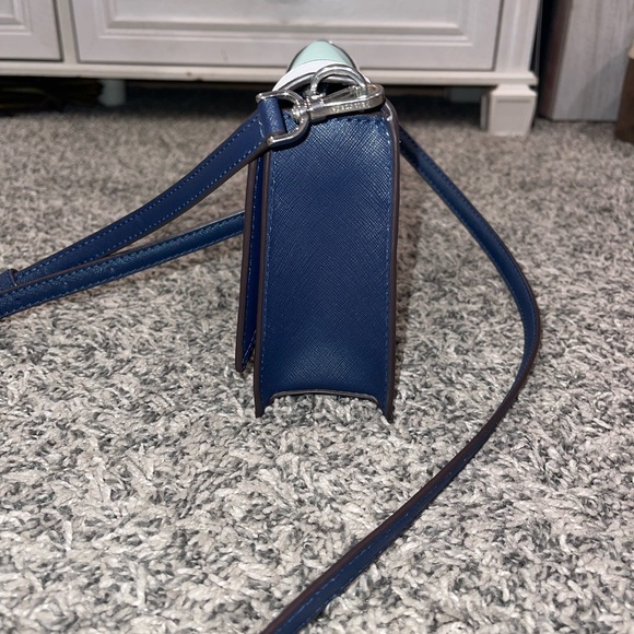 Kate Spaded crossbody Bag-Turquoise and white with navy blue trim!! - Picture 5 of 8